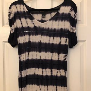 Navy and ombre striped shirt